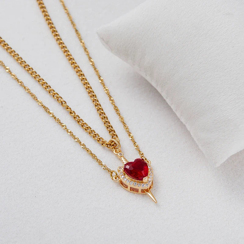 Heart and Sword Necklace Set